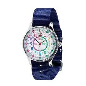 Easyread Time Teaching Waterproof Wrist Watch Rainbow face navy blue