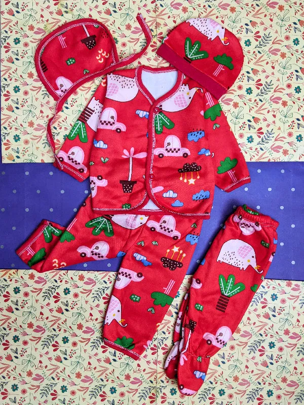 0Mth - 4Mth Red 5Pcs Fleece Suit For Newborn BG NBGS63