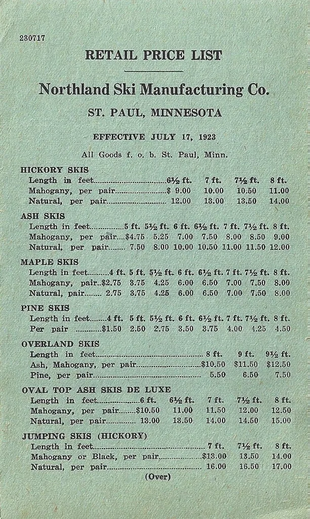 1923 Northland Ski Manufacturing Company Brochure