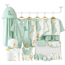 24 pcs Newly Born Baby Girl/Boy Gift Hamper (Dino Green) 0-12 Months