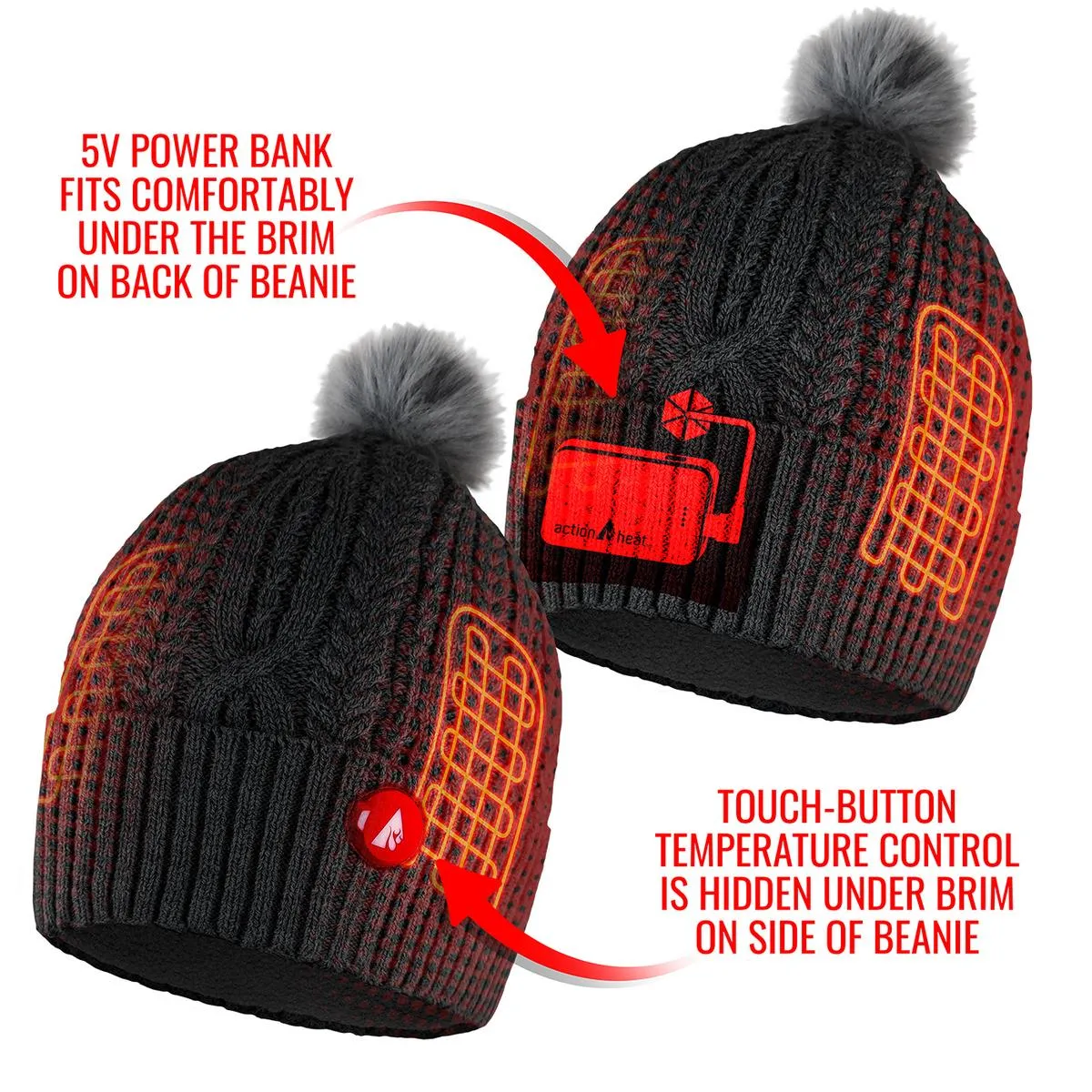 ActionHeat 5V Battery Heated Cable Knit Hat