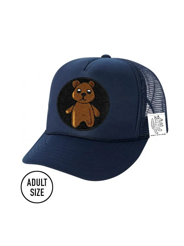 ADULT Trucker Hat with Interchangeable Velcro Patch (Navy)