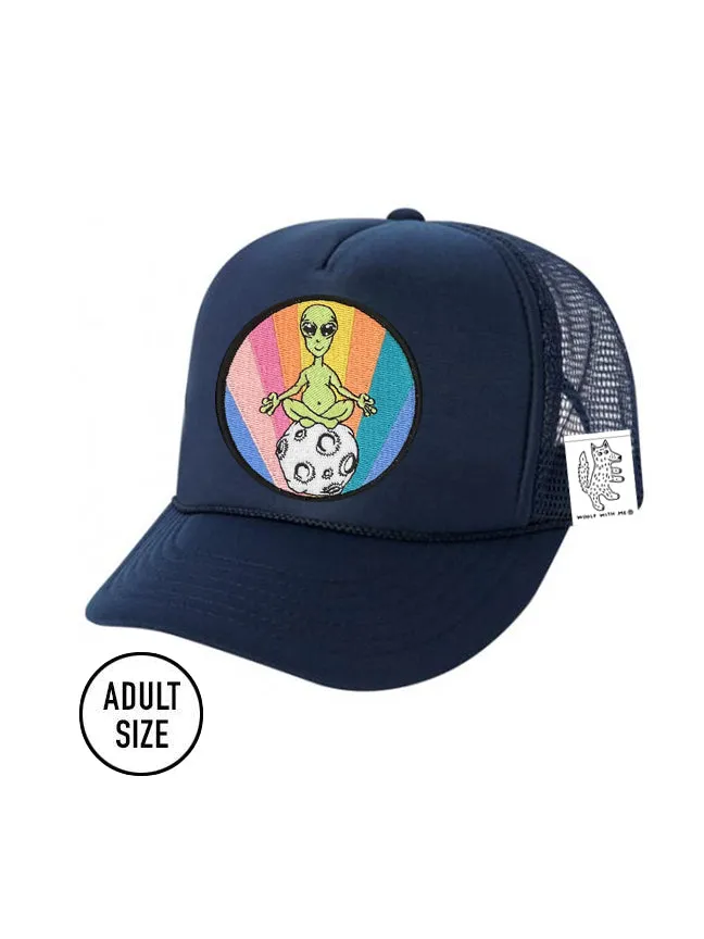 ADULT Trucker Hat with Interchangeable Velcro Patch (Navy)