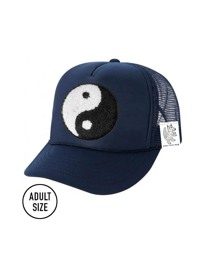 ADULT Trucker Hat with Interchangeable Velcro Patch (Navy)