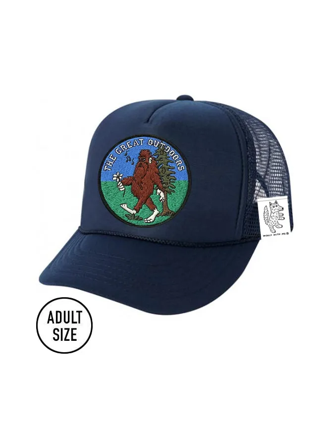 ADULT Trucker Hat with Interchangeable Velcro Patch (Navy)