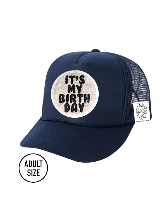 ADULT Trucker Hat with Interchangeable Velcro Patch (Navy)