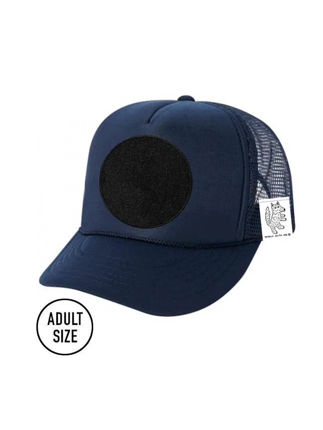 ADULT Trucker Hat with Interchangeable Velcro Patch (Navy)