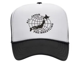 AJPW LOGO TRUCKER HAT - BLACK