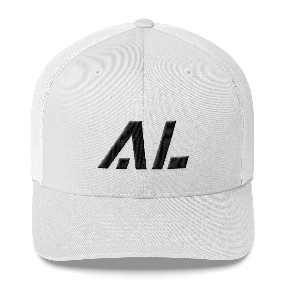 Alabama - Mesh Back Trucker Cap - Black Embroidery - AL - Many Hat Color Options Available