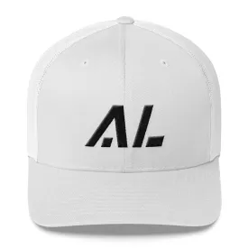 Alabama - Mesh Back Trucker Cap - Black Embroidery - AL - Many Hat Color Options Available