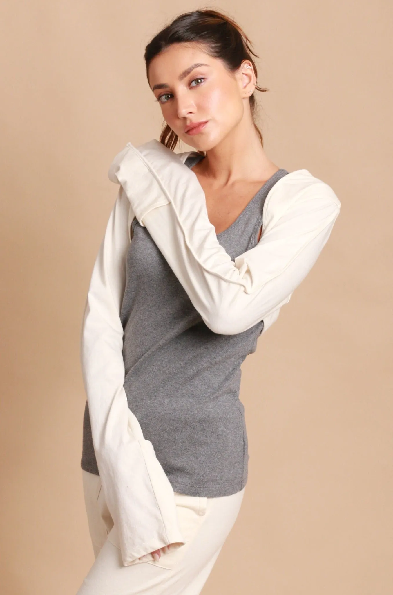 Allergy-Free Long Sleeve Bolero Shrug with Reversible Mittens