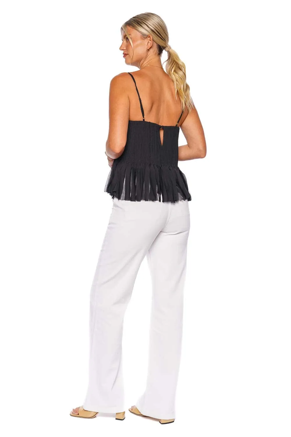 Arris Black Cami Fringed Top