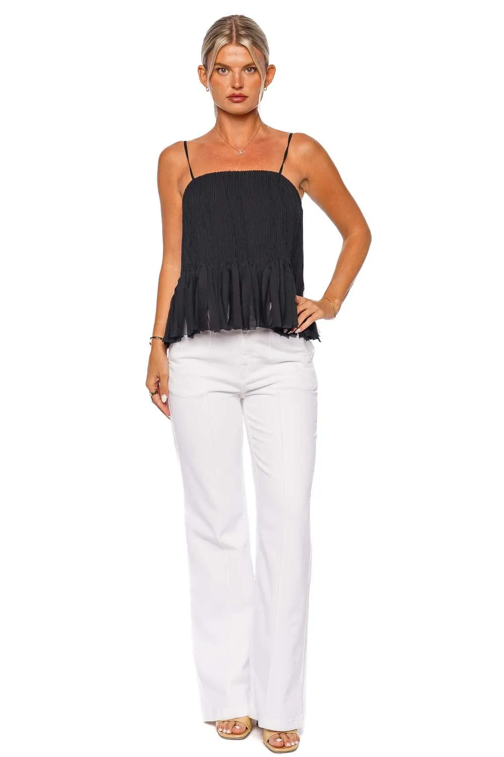 Arris Black Cami Fringed Top