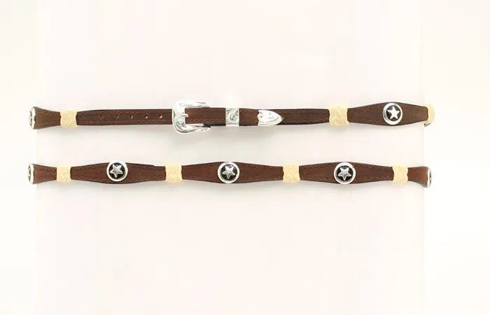 Belted Brown Leather & Rawhide Hatband