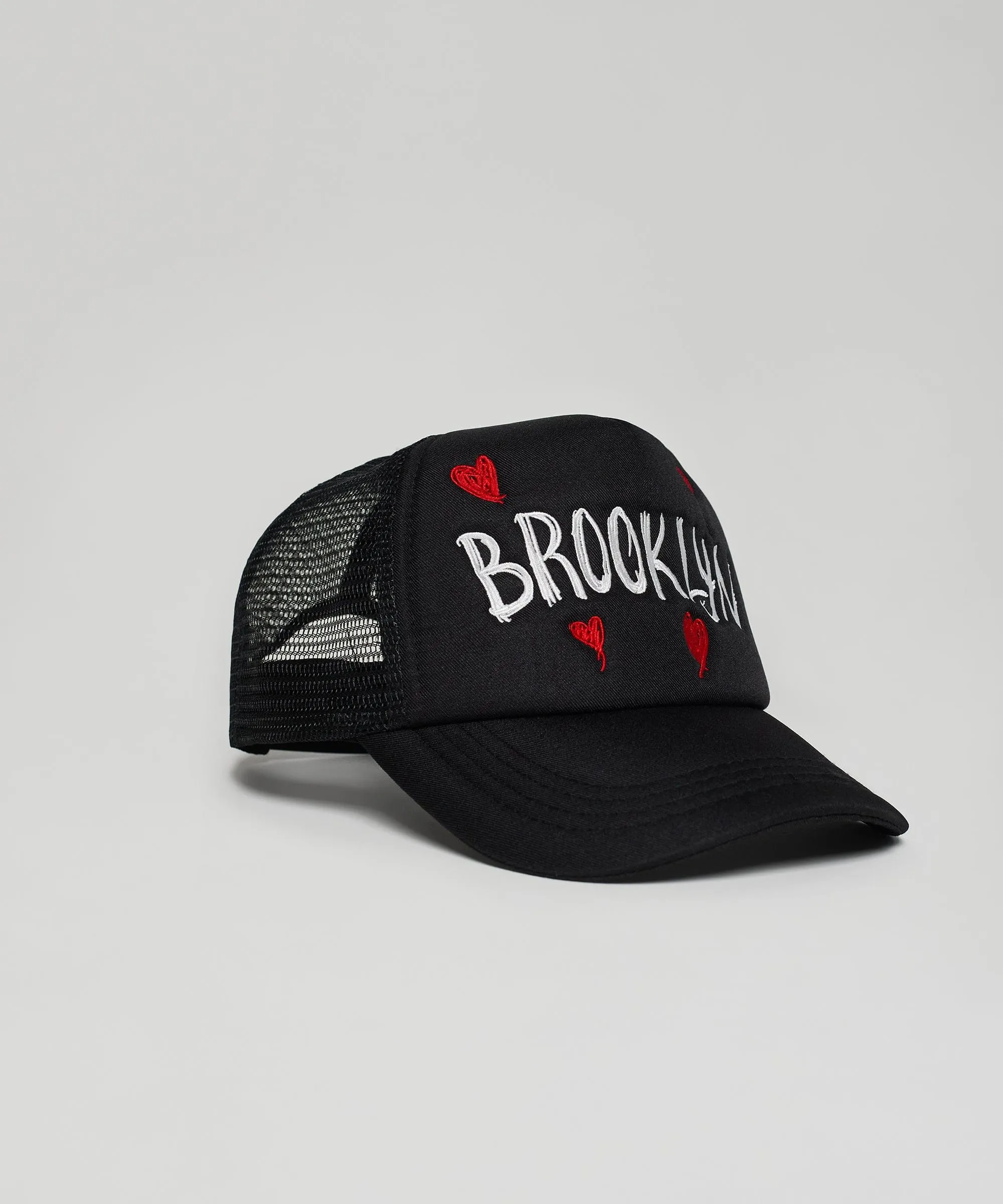 Brooklyn Embroidery Trucker Hat - Black