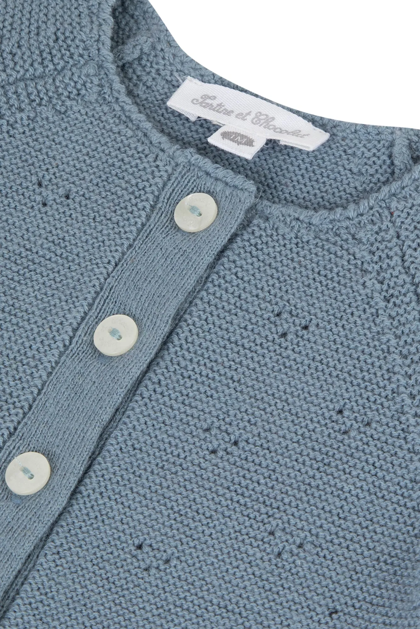 Cardigan - Blue Grey Openwork Knit