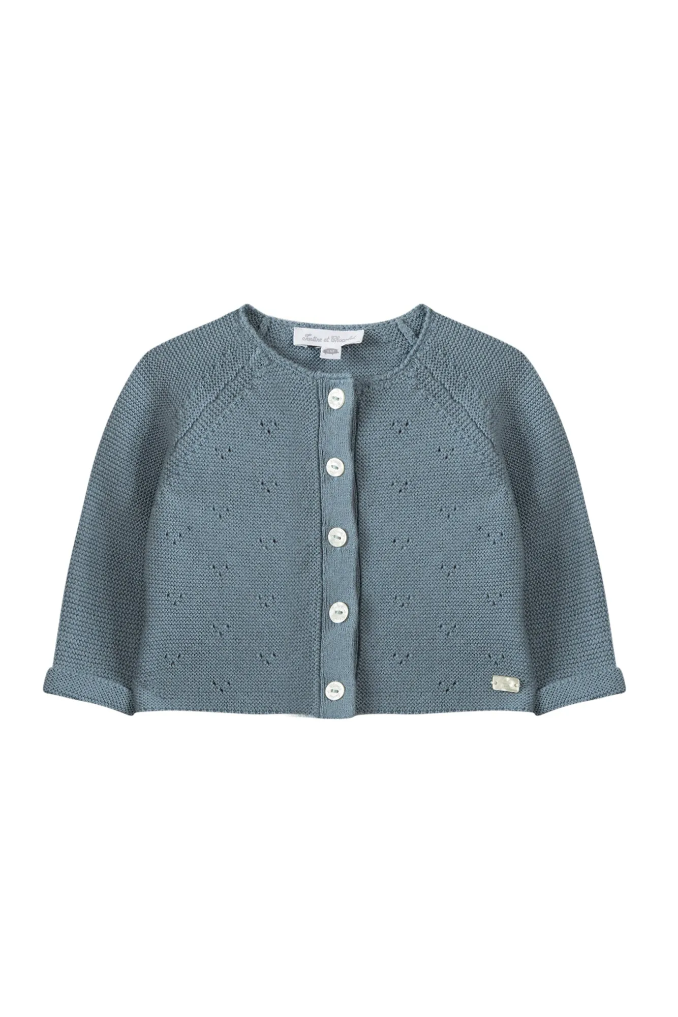 Cardigan - Blue Grey Openwork Knit