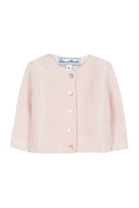 Cardigan - Pale pink organic cotton-cashmere