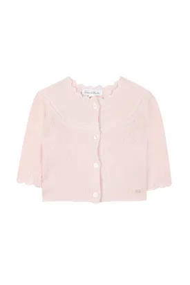 Cardigan - Pale Pink Scallop