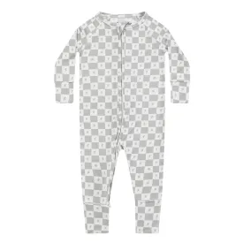 Checkered Lightning Bolt Zip Romper