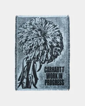 Chrysanthemum Woven Blanket | Misty Sky / Black