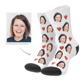 Custom Face Socks With Heart For Men and Women