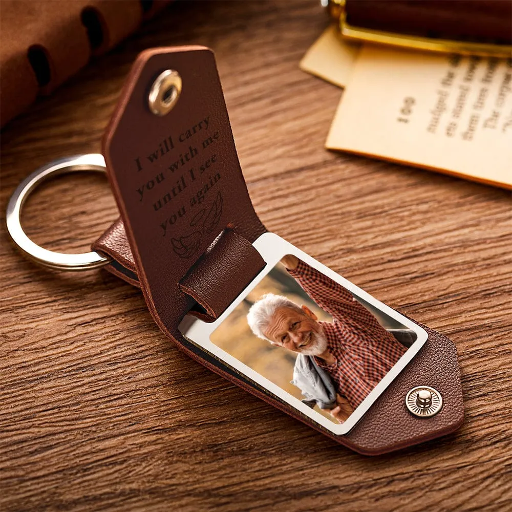 Custom Photo Leather Keychain Personalized Keychain for Memorial Gift