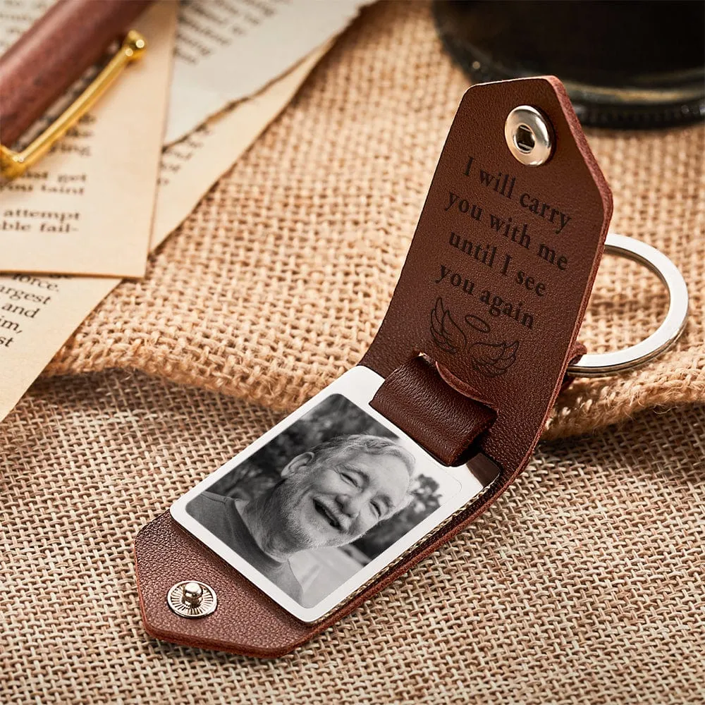 Custom Photo Leather Keychain Personalized Keychain for Memorial Gift