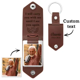 Custom Photo Leather Keychain Personalized Keychain for Memorial Gift