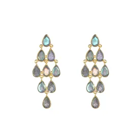 Earrings - Large Raindrop in Labradorite