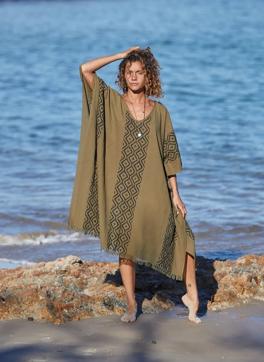 Earthy Block Print Kaftan - Wholesale