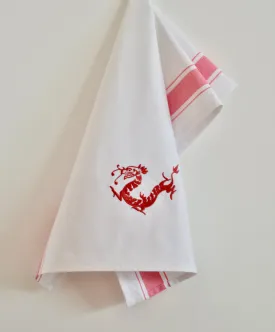 Embroidered Dragon Tea Towel by Zest of Asia, Red