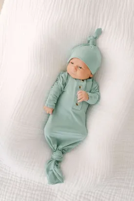 Emerson Knotted Baby Gown Set | Mint