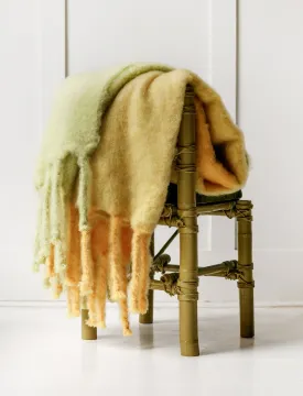 Fringed Mohair Blanket Citrus Plaid