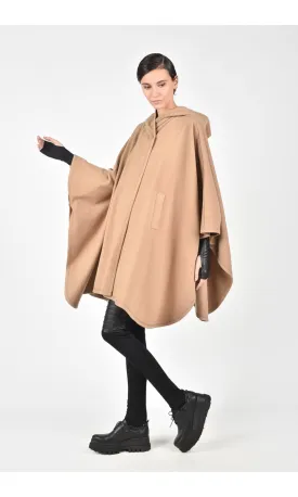 Hooded Cashmere Poncho Coat