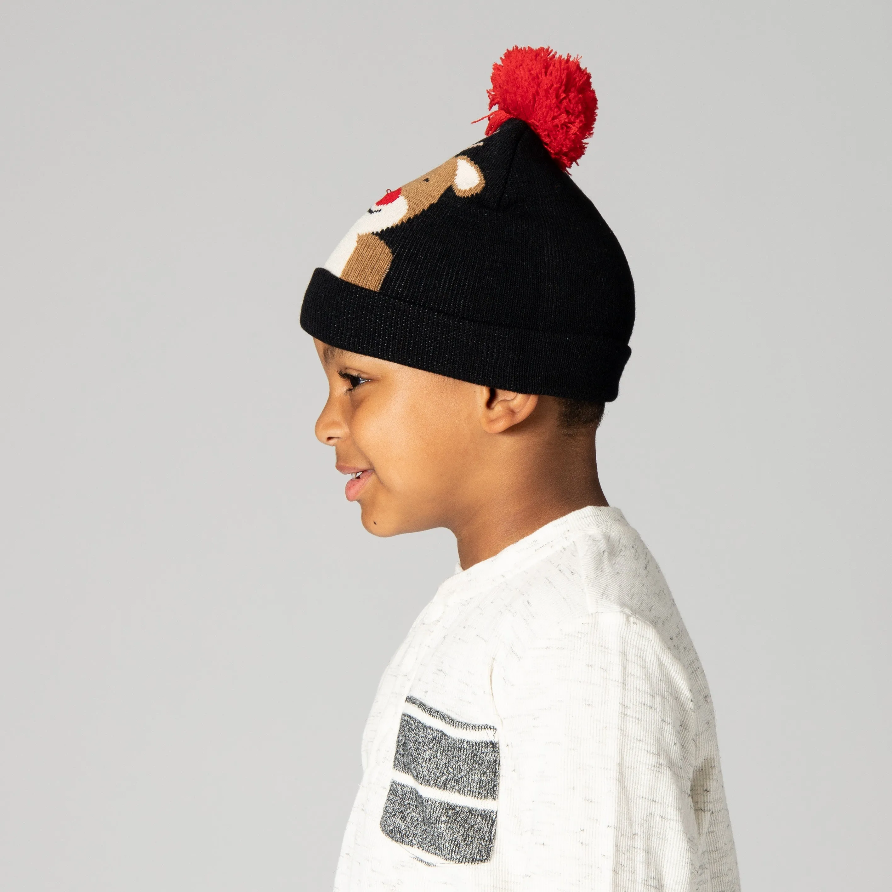 Kid's Light Up Beanie with Red Nosed Reindeer