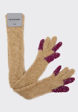 KIKO KOSTADINOV KKWAW22G01-48 PAILLETTES OPERA GLOVES CHAMPAGNE