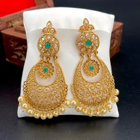 Long Polki LCD Chaandbali Earrings