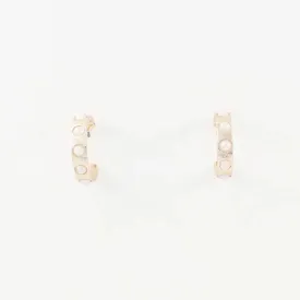 Matte Gold Pearl Studded Hoops