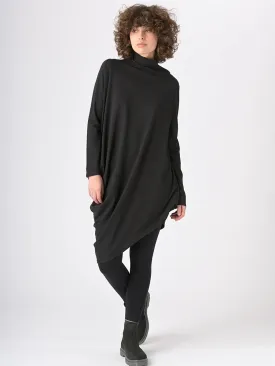 Merino Cotton Blend Turtle Neck Asymmetric Tunic