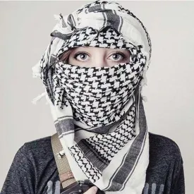 MH052 Four-Sided Fringed  Keffiyeh Square Hijab