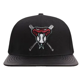 MLB ARIZONA DIAMONDBACKS MASHUP UNISEX WOOL LEATHER STRAPBACK HAT (BLACK)