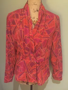 Orange & Red Abstract Scarf Blouse - Size 6