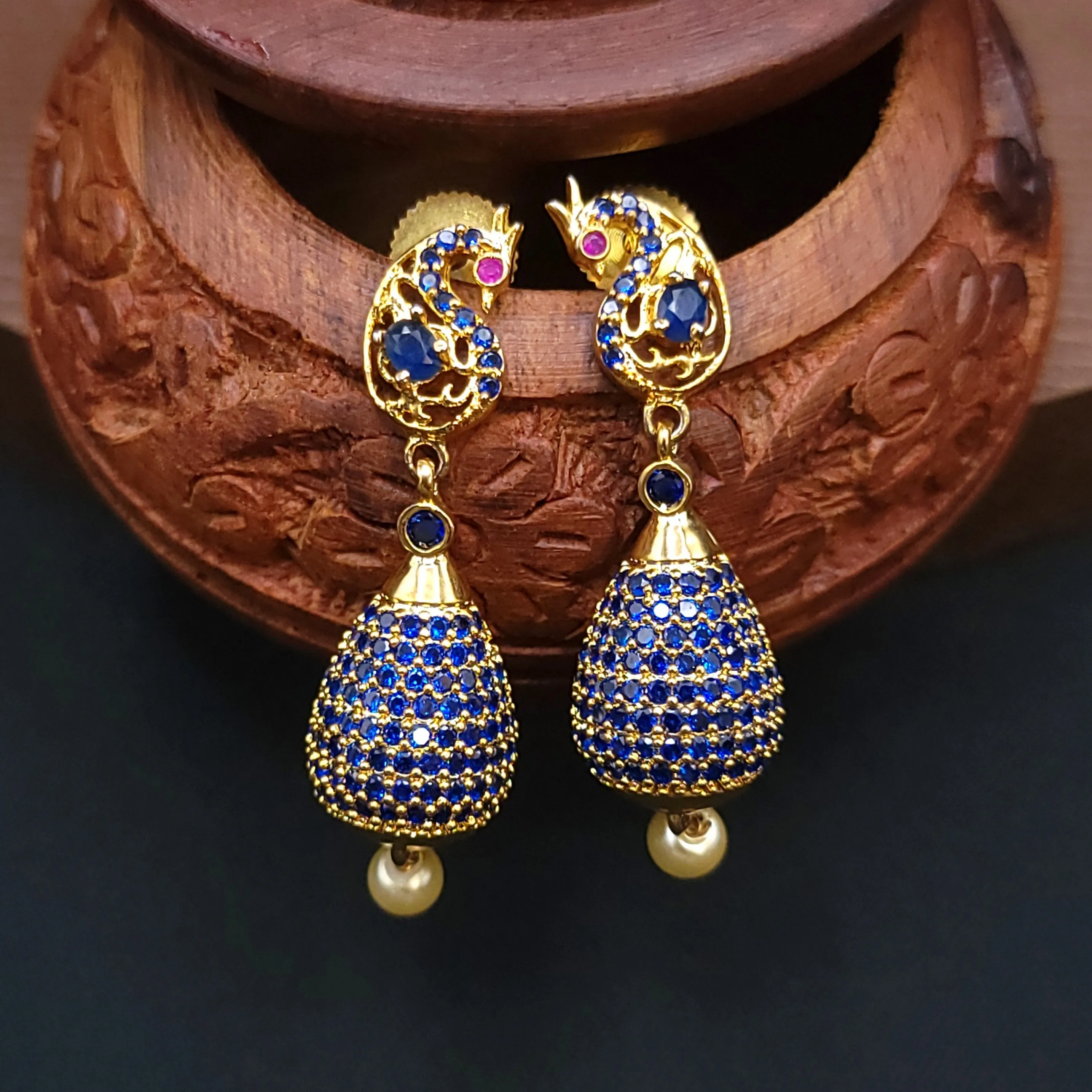 Peacock Sapphire Blue AD Zircon (CZ) Earring