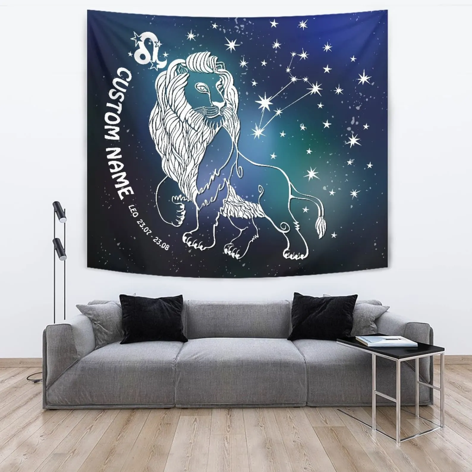 Personalized Leo Zodiac Star Sign Living Room Bedroom Tapestry, Leo Zodiac Art Wall Decor, Leo Horoscope Gift, Large Leo Tapestry