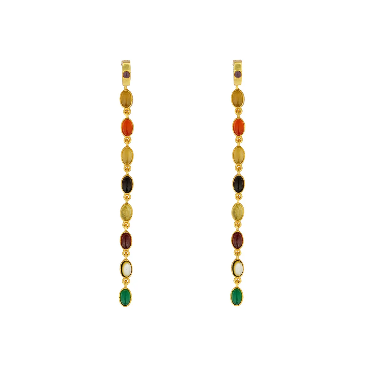 Power Chain Navratan Earrings