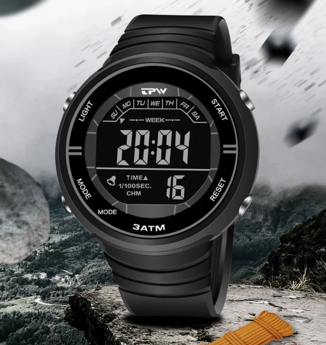 Shock Resistant Digital LED Outdoor Sports Watch (Water Resistant)