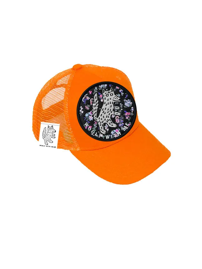 TODDLER Trucker Hat with Interchangeable Velcro Patch (Orange)