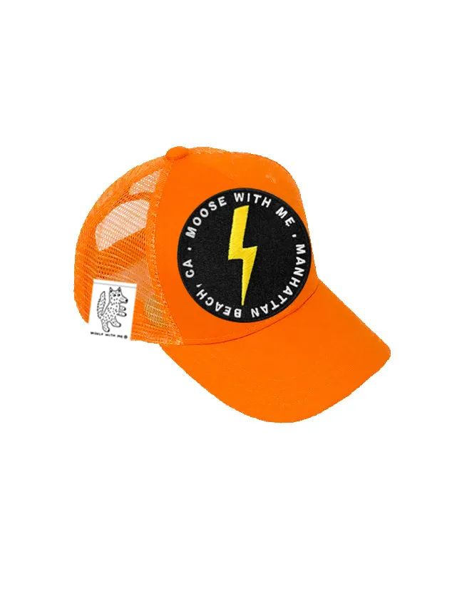 TODDLER Trucker Hat with Interchangeable Velcro Patch (Orange)