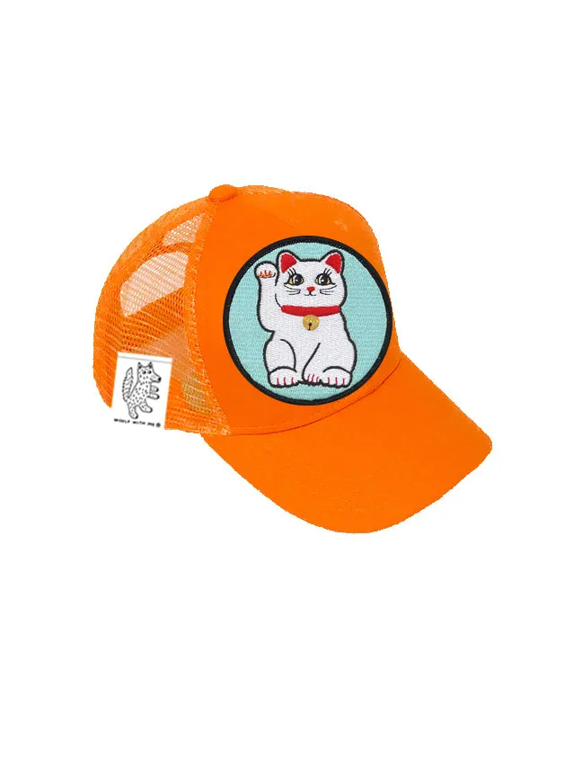 TODDLER Trucker Hat with Interchangeable Velcro Patch (Orange)